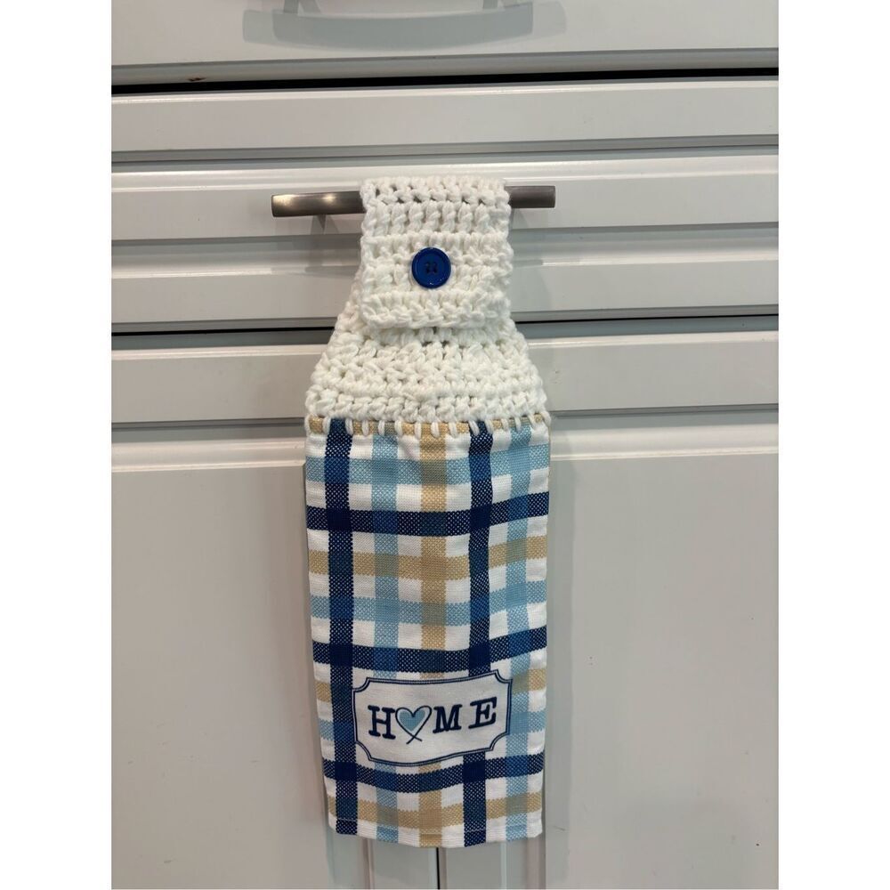 Crochet Top Kitchen Towel-Home-plaid pattern-white topper